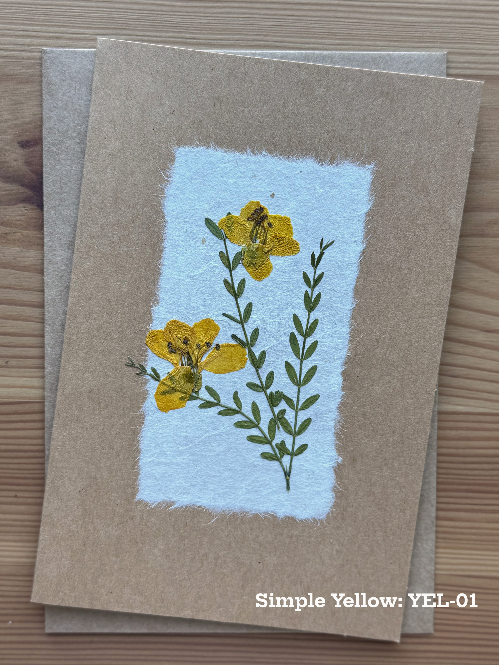 Simple Yellow pressed flower piece